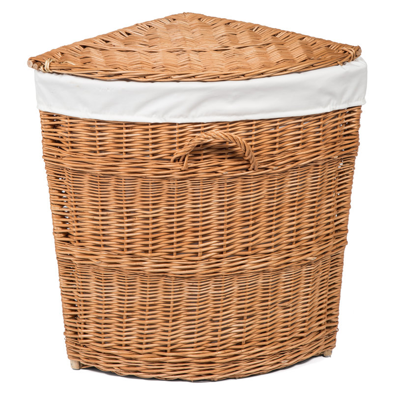 August Grove Wicker Lined Corner Laundry Basket & Reviews Wayfair.co.uk
